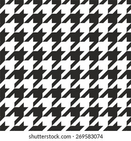 Houndstooth tile black and white vector pattern or seamless background wallpaper