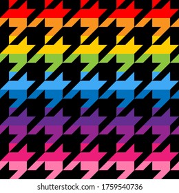 Houndstooth tweed pattern design in rainbow colors - funny  drawing seamless pattern. Lettering poster or t-shirt textile graphic design. / wallpaper, wrapping paper.