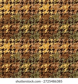 Houndstooth Tweed kariertes Muster beige, vintage. Nahtloser Pixel texturierter Tartancheck-Vektordruck für Kleid, Jacke, Hose, Schal, anderes modernes Frühlings-Herbst-Winter-Modedesign, Textil