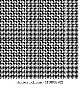 Houndtooth Checkered Seamless Pattern Black and White. Vector.
