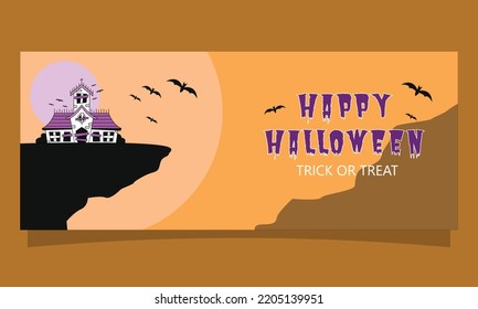 Hounted House Halloween Vector Banner