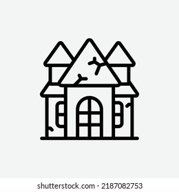  hounted house icon, isolated amusement park outline icon in light grey background, perfect for website, blog, logo, graphic design, social media, UI, mobile app