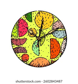 hour clock hand drawn. minute second, tock dial, hands face hour clock vector sketch. isolated color illustration