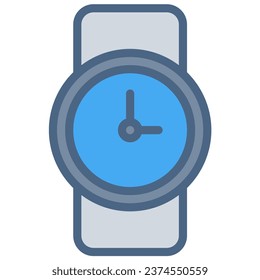 Icono de reloj de hora o ilustración de logotipo rellenados estilo de color de contorno. Color de la línea de la escuela de iconos.