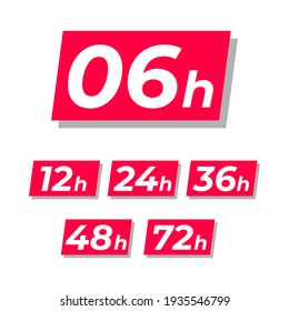 Hour Clock Text Icon Label Design Vector