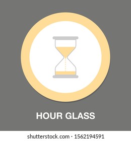 hour glass button - vector sand glass, vector watch countdown, symbol sign isolated