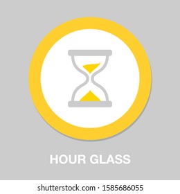 hour glass button - vector sand glass, vector watch countdown, symbol sign isolated