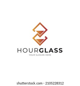 Hour Glass Clock Icon Logo Vector 