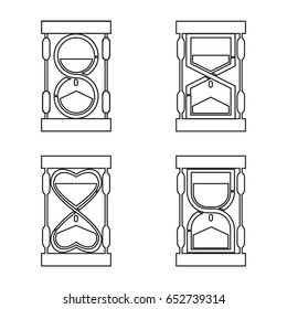 hour glass icon set outline
