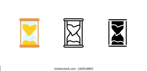 Hour Glass StartUp icon. Business flat, silhouette, line vector illustration on white background