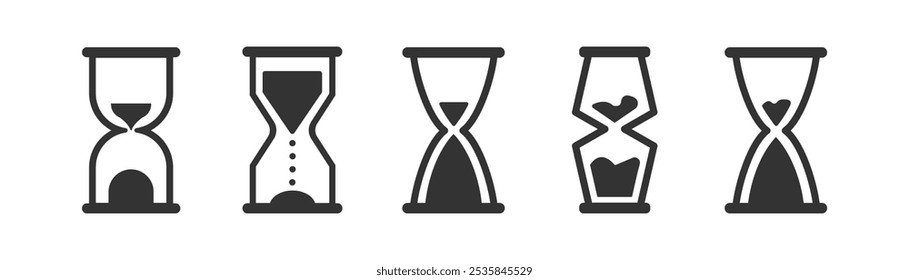 Hour glass vector icons set. Hour glass icon