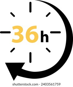 Icono de hora con vector de formato de reloj de 36