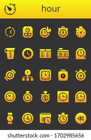 conjunto de iconos de hora. 26 iconos de hora rellena. Incluye tiempo, temporizador, reloj de pared, Reloj, reloj, reloj-tope, reloj-tope, cristal de medida, reloj, reloj, reloj de alarma, reloj, reloj-muñeca, iconos de fecha límite