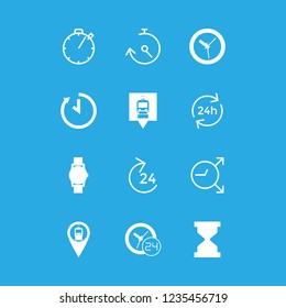 hour icon set about work hours, timer, train satation location and hourglass vector set