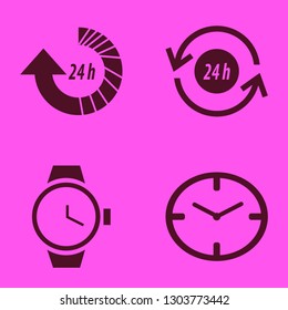 hour icon set with recycle hours, watch face and update hours vector illustration