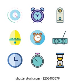 hour icon set. vector set about alarm clock, time, stopwatch and clock icons set.