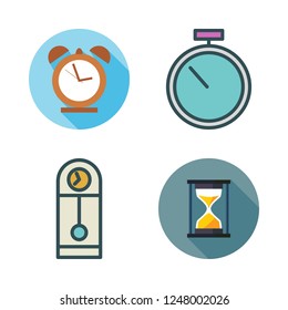 hour icon set. vector set about clock, hourglass, stopwatch and alarm clock icons set.