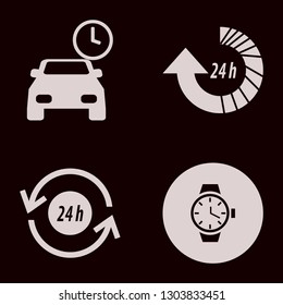 hour icon set with watch, parking time and recycle hours vector illustration