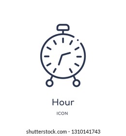 hour icon from user interface outline collection. Thin line hour icon isolated on white background.