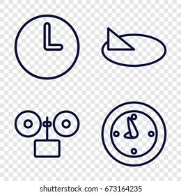 Hour icons set. set of 4 hour outline icons such as clock, wall clock, sundial