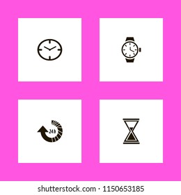 hour icons. update hours, watch, hourglass and watch face vector icons set