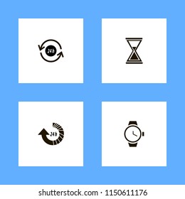 hour icons. watch, update hours, recycle hours and hourglass vector icons set