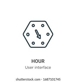 Hour outline vector icon. Thin line black hour icon, flat vector simple element illustration from editable user interface concept isolated stroke on white background