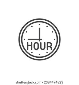 Hour time line icon. linear style sign for mobile concept and web design. Clock hour outline vector icon. Deadline symbol, logo illustration. Vector graphics