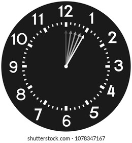 Hour - unit of time on clock face on white background