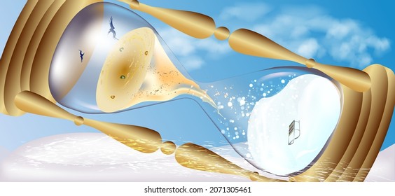 Hourglass. Abstract vector illustration. The concept of the cycle of nature