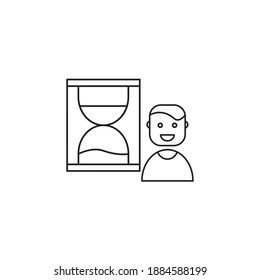 Icono de administrador de cristal de arena. Un icono de carácter de administrador. Vector