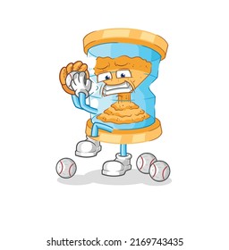 the hourglass baseball pitcher cartoon. cartoon mascot vector