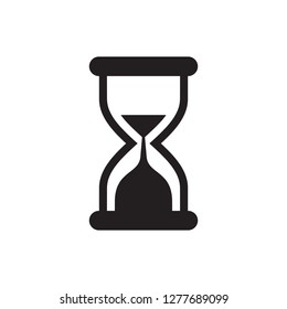 Hourglass - black icon on white background vector illustration for website, mobile application, presentation, infographic. Sandglass concept sign. Time holding. Graphic design element. 