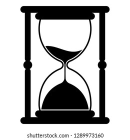 Hourglass black icon. Time measurement. Old fashioned sand clock. Flat vector illustration isolated on white background.