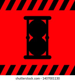 Hourglass black on a red background, vector illustration for design.