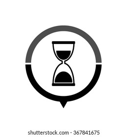 Hourglass - black vector icon; map pointer;  message bubble
