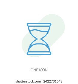 Icono de línea azul de vidrio de Hourglass, icono de mejor línea vector sobre fondo blanco , EPS 10
