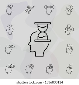 Hourglass, brain icon. Universal set of creative thinking for website design and development, app development