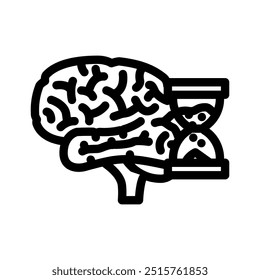 vetor de linha de brainstorm de ampulheta. sinal de brainstorm de ampulheta. símbolo de contorno isolado ilustração em preto