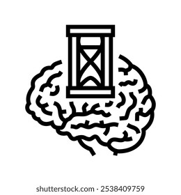 Stundenglas Brainstorm Linie Symbol Vektor. Brainstormzeichen aus Sanduhr. isoliertes Kontursymbol, schwarze Illustration