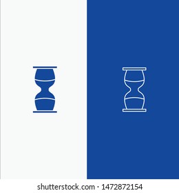 Hourglass, Business, Clock, Sand clock, Time, Timer Line and Glyph Solid icon Blue banner Line and Glyph Solid icon Blue banner