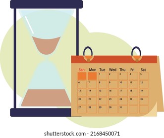 Hourglass and calendar. Vector illustration