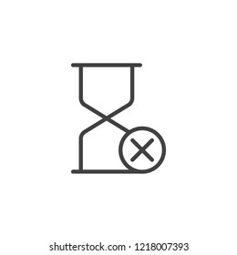 Hourglass cancel outline icon. linear style sign for mobile concept and web design. Sand clock delete simple line vector icon. Symbol, logo illustration. Pixel perfect vector graphics