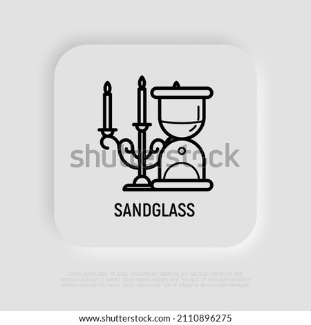 Hourglass with candelabrum thin line icon. Modern vector illustration.