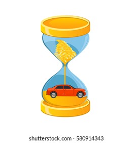hourglass, car loan concept, vector