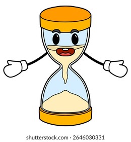 hourglass character illustration hand drawn isolated vector