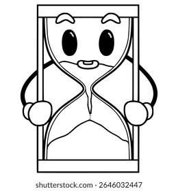 hourglass character illustration hand drawn outline vector