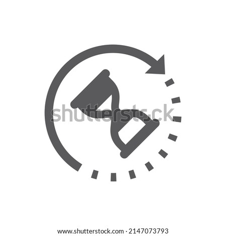 Hourglass in circle arrows vector icon. Sand clock loop cycle filled symbol.