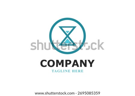 hourglass in a circle modern minimal logo