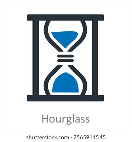 Hourglass and clock icon concept
